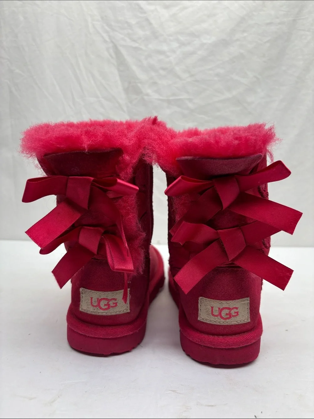 UGG Kids Bow-Back Suede Boots in Hot Pink, SZ 10 for toddler girl, box 72